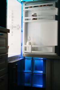close up of opened fridge
